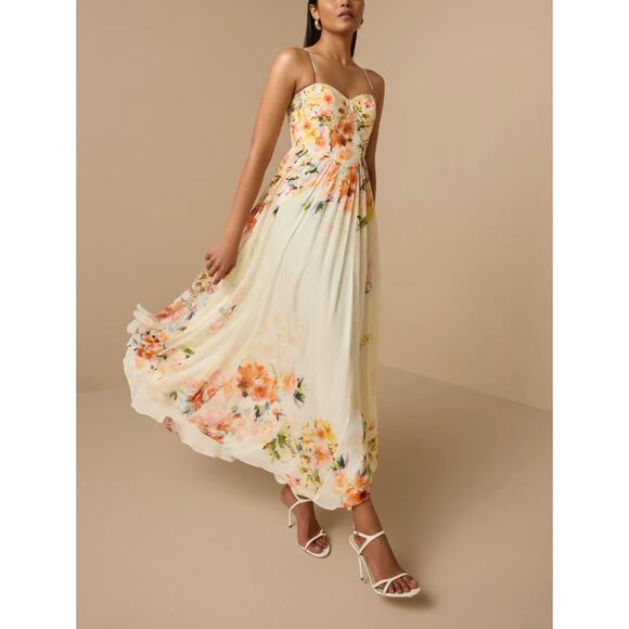 HEMANT AND NANDITA Corsetted Long Dress in Ivory Floral - Picture 3 of 12